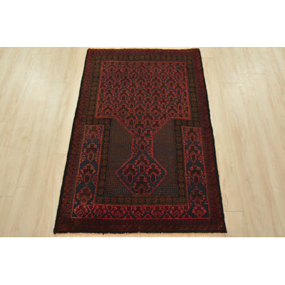 Tapis unique en bleu 3 pi x 4 pi 9 po