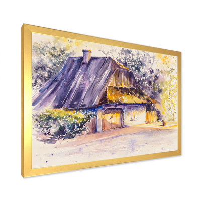 Vieille maison blanche en bois dans une campagne rétro - impression d'art mural sur toile