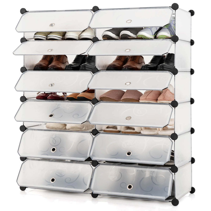 Jessica 24 Pair Stackable Shoe Storage Cabinet, White