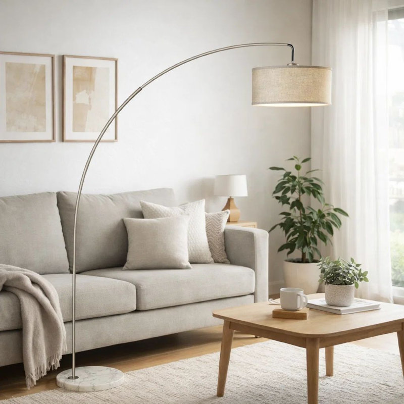 Lampe sur pied Accent, 78 po, abat-jour tambour blanc, base en marbre