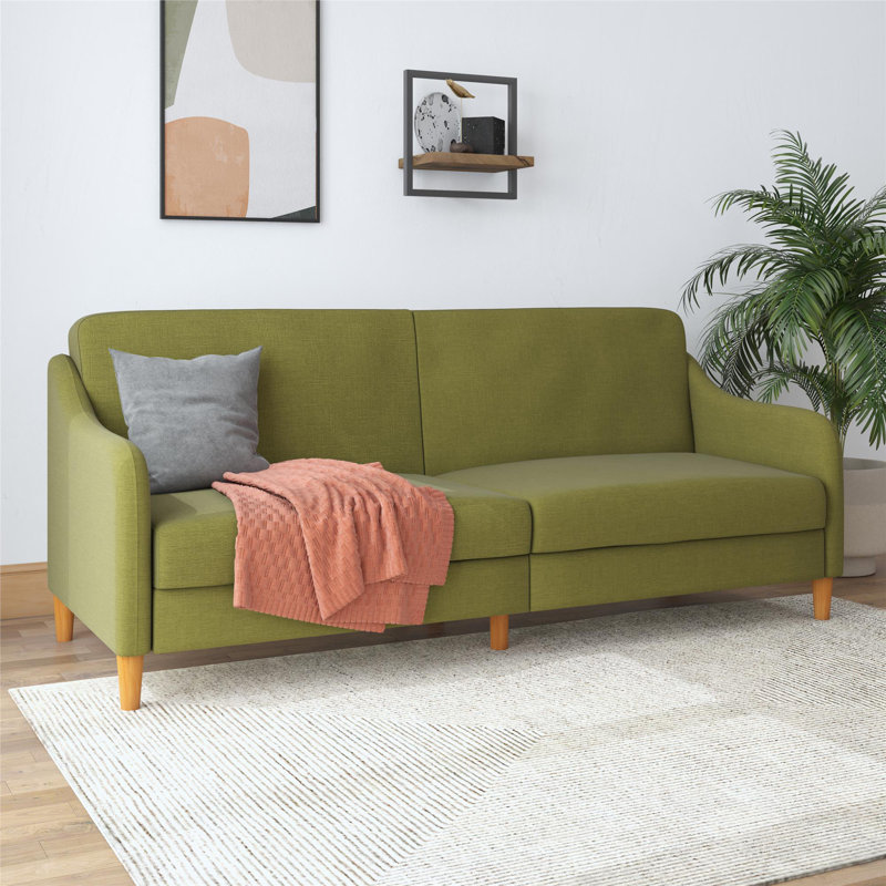 2 Seater Linen Blend Sofa, Green Linen
