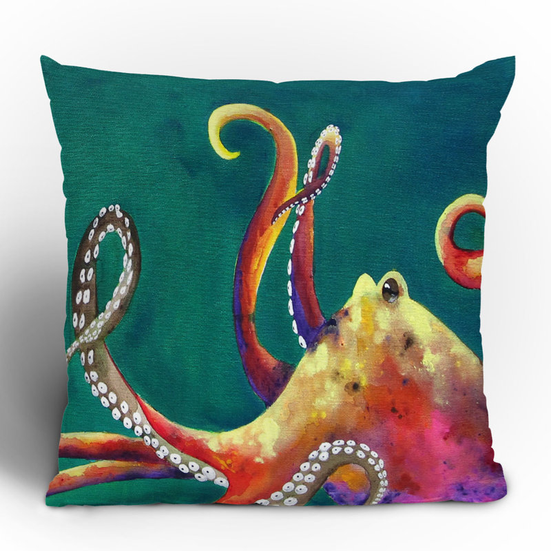 Mardi Gras Octopus Throw Pillow, 20" x 20"