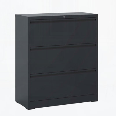 File Cabinet 3 Drawer, Filing Cabinet with Lock, Lockable File Cabinet for Home Office, Locking Metal File Cabinet for Legal/Letter/A4/F4 Size