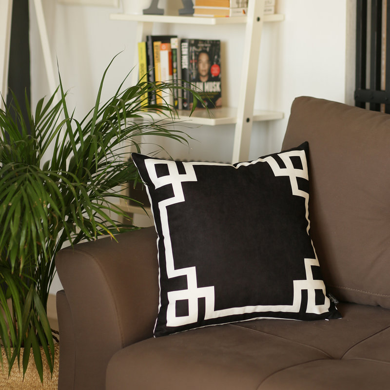 Geometric Reversible Pillow Cover, Pillow Cover Only - No Insert, 18'' x 18'', Black