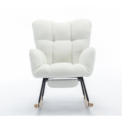 Teddy Fabric Rocking Chair With Adjustable Footrest