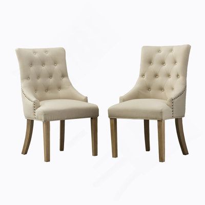 Ensemble de 2 chaises à oreilles capitonnées à oreilles avec têtes de clou