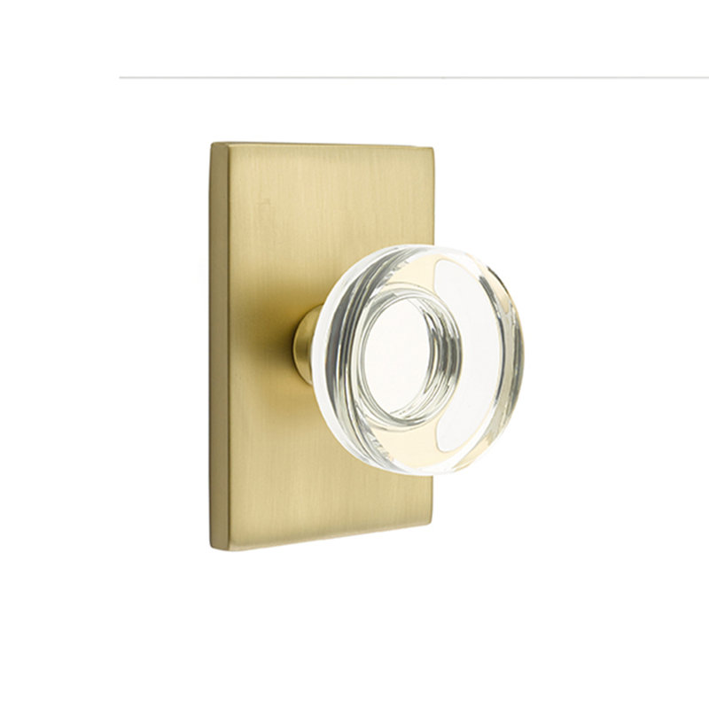 Ensemble de boutons de confidentialité Emtek avec rosette rectangulaire moderne et poignée moderne en verre à disque