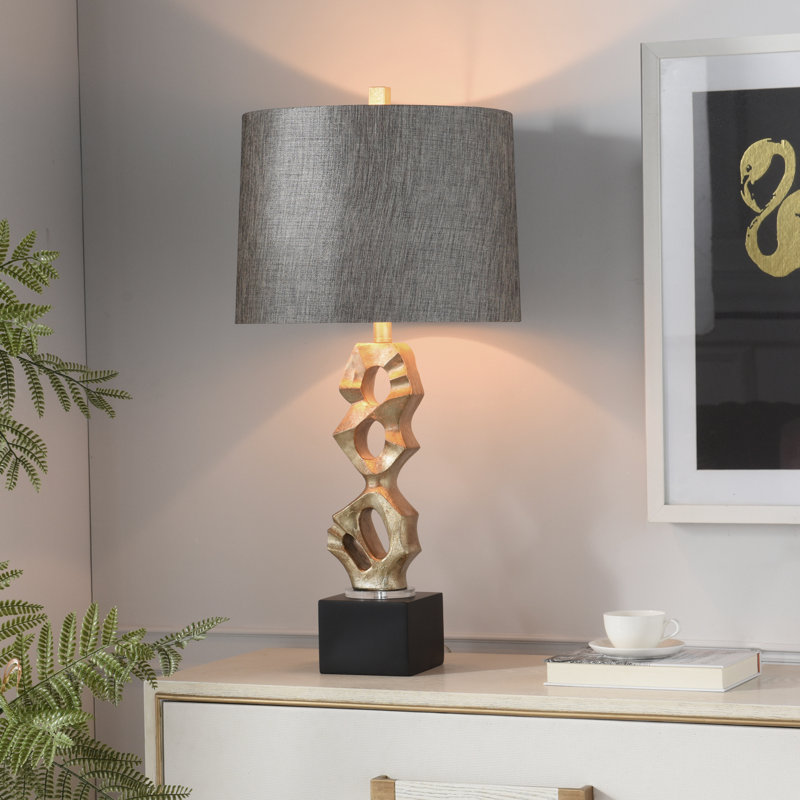 Lampe de table Poly - Van Gold - Abat-jour blanc
