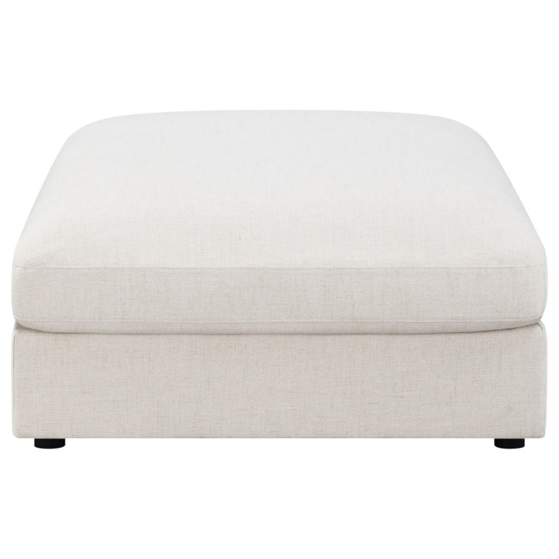 Duncan Charcoal Square Upholstered Ottoman, Beige