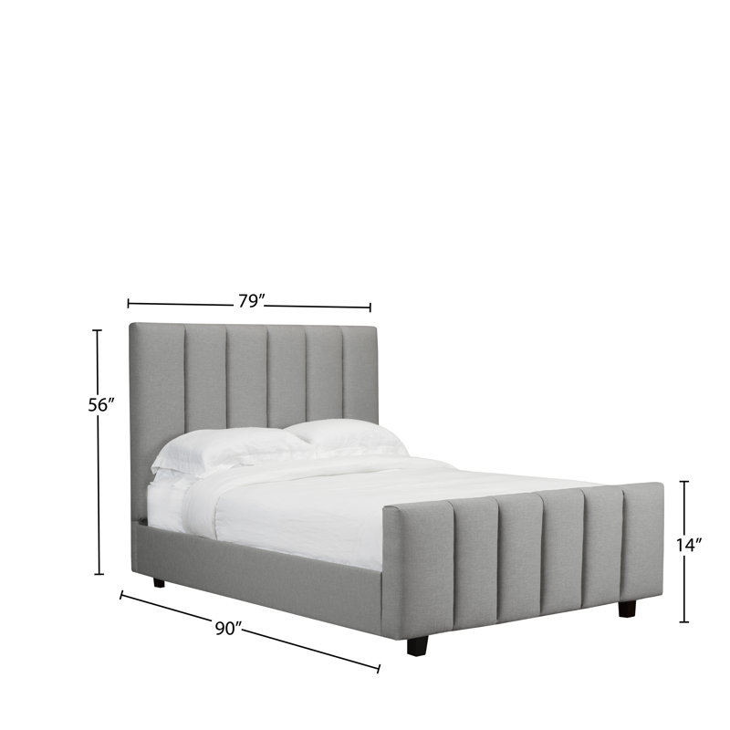 Lit plateforme tapissier Havant, Gris, Très grand