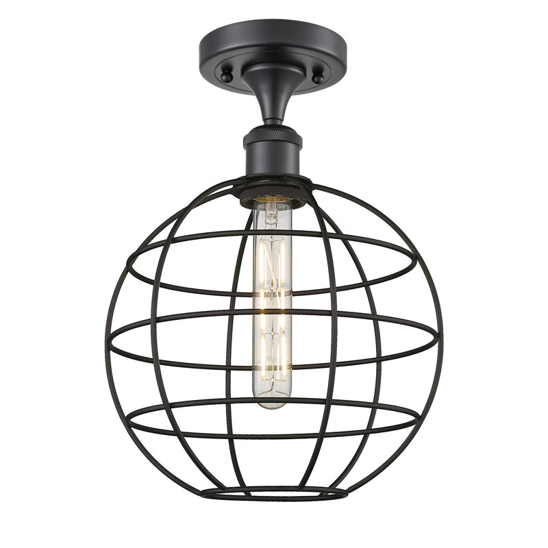 Ariyauna Semi Flush Mount, 14" H x 10" W x 10" D, Matte Black