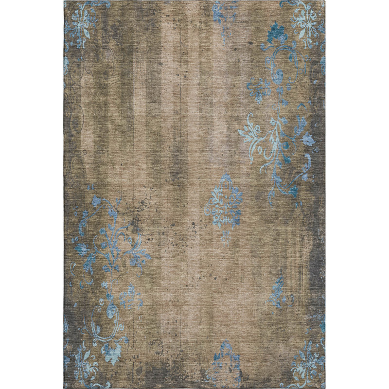 Premium Machine Washable Jacquez AMF1788 Floral Rug, Rectangle 5' x 7'6"