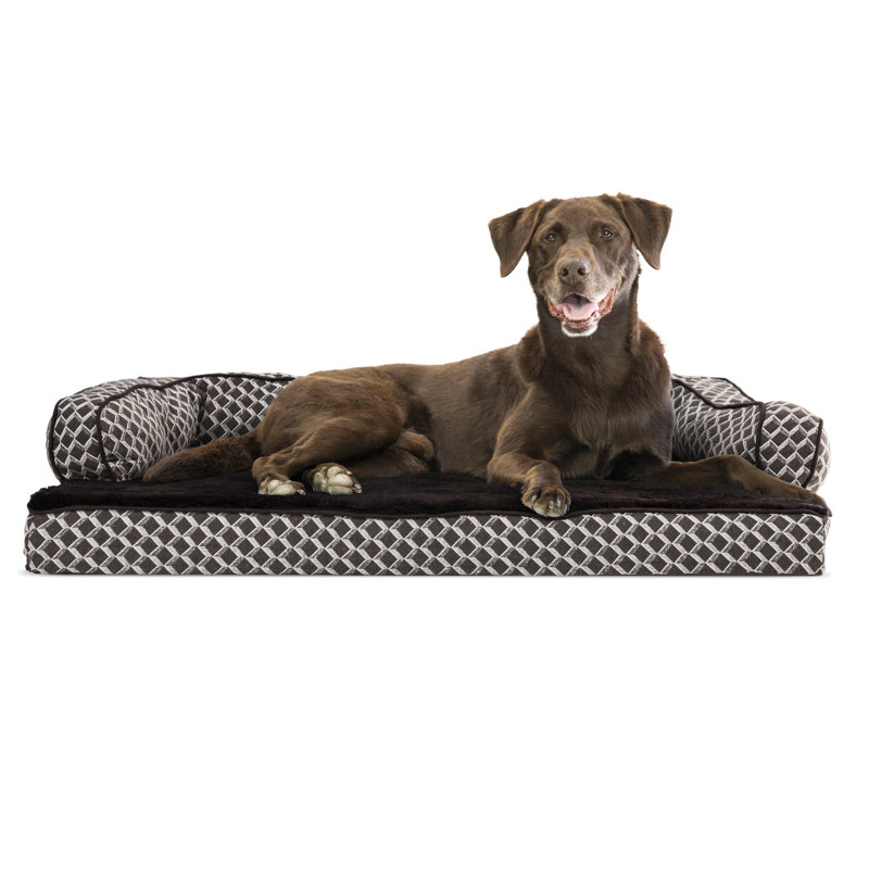 Diamond Gray Orthopedic Large Pet Sofa Bed with Bolsters