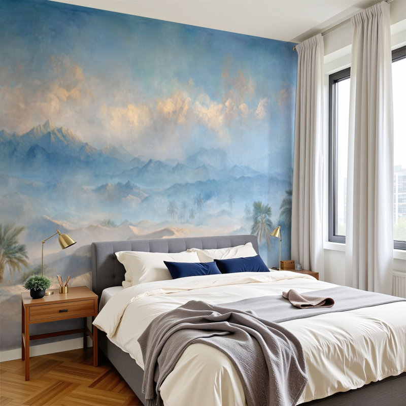 Papier peint adhésif auto-adhésif moderne pour la chambre à coucher L 69 po x l 96 po Peel and Stick