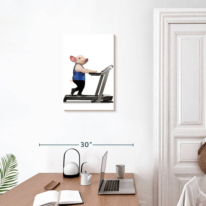 Cochon sur tapis roulant, H 24 po x l 16 po