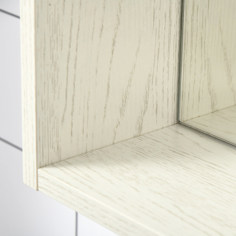 Armoire de salle de bain blanche à miroir avec 2 tablettes de rangement, 24,91 po x 25,5 po, à fixation murale