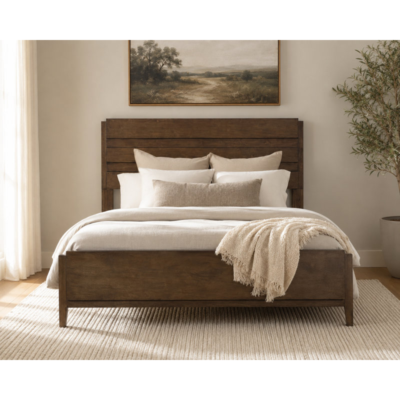 Adaire Transitional Wood Panel Bed, Queen