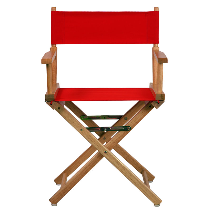 Chaise de réalisateur pliante 18 po, Naturel, Rouge