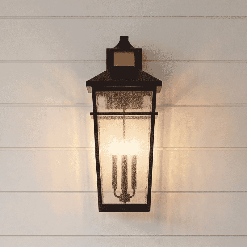 Kingsley 4-Light Outdoor Wall Lantern in Matte Black with Warm Brass Accents, 4 Lights, 28" H x 11.5" W x 11.5" D