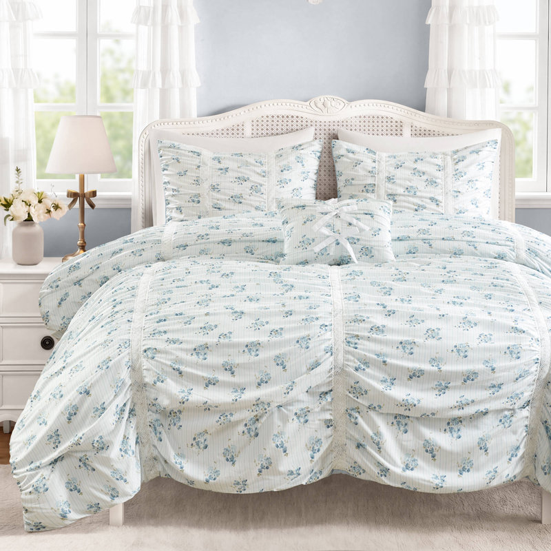 Ensemble d'édredon 4 pièces Anabelle, Grand lit, Bleu