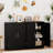 Floor Storage Cabinet Modern Storage Organizer with Adjustable Shelves &2 Doors-1777896575