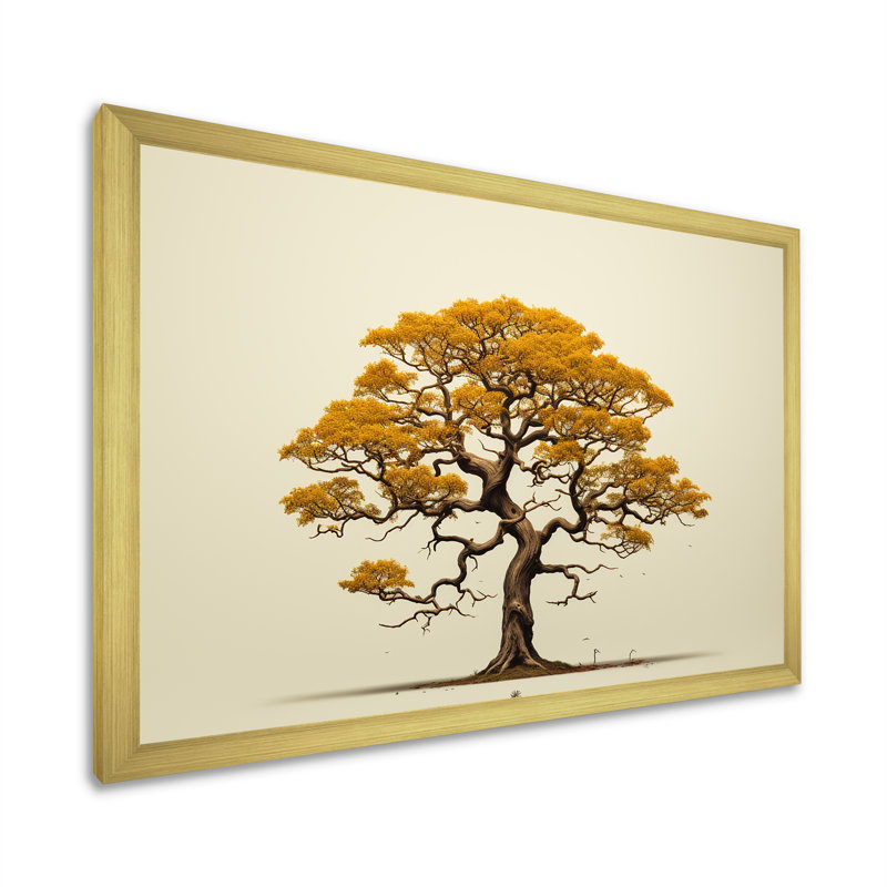 Brown Browns Outline I - Décoration murale arbre chêne, Cadre doré simple, H 12 po x l 20 po x P 1 po