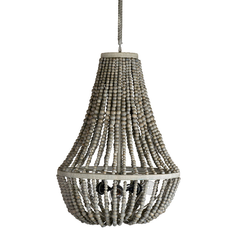 Lustre unique à 3 lumières avec accents perlés