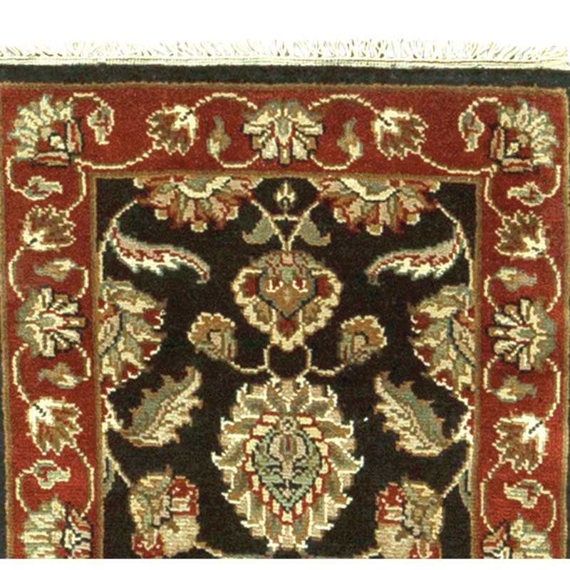 Hand Knotted Wool Area Rug in Black And Red