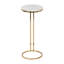 Table de bout Marble Top Gold - Petite table d'appoint élégante pour le salon, la chambre à coucher ou le bureau, blanc et or, 24 po