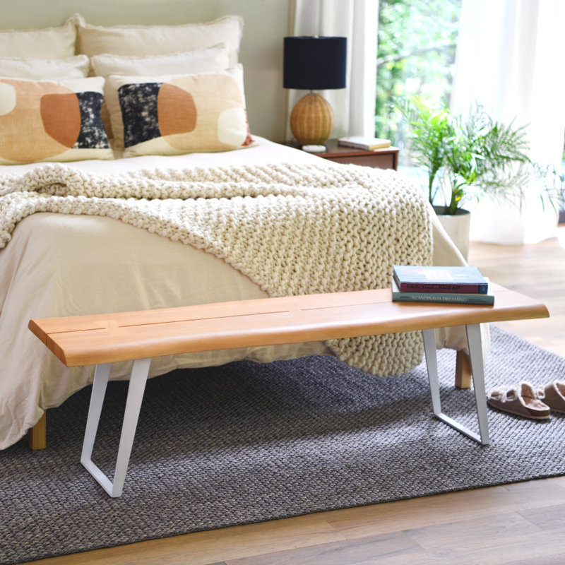Live Edge Wood Bench with Metal Frame