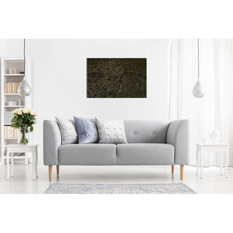 London Underground Map Gold - Wrapped Canvas Print, 31cm H x 46cm W