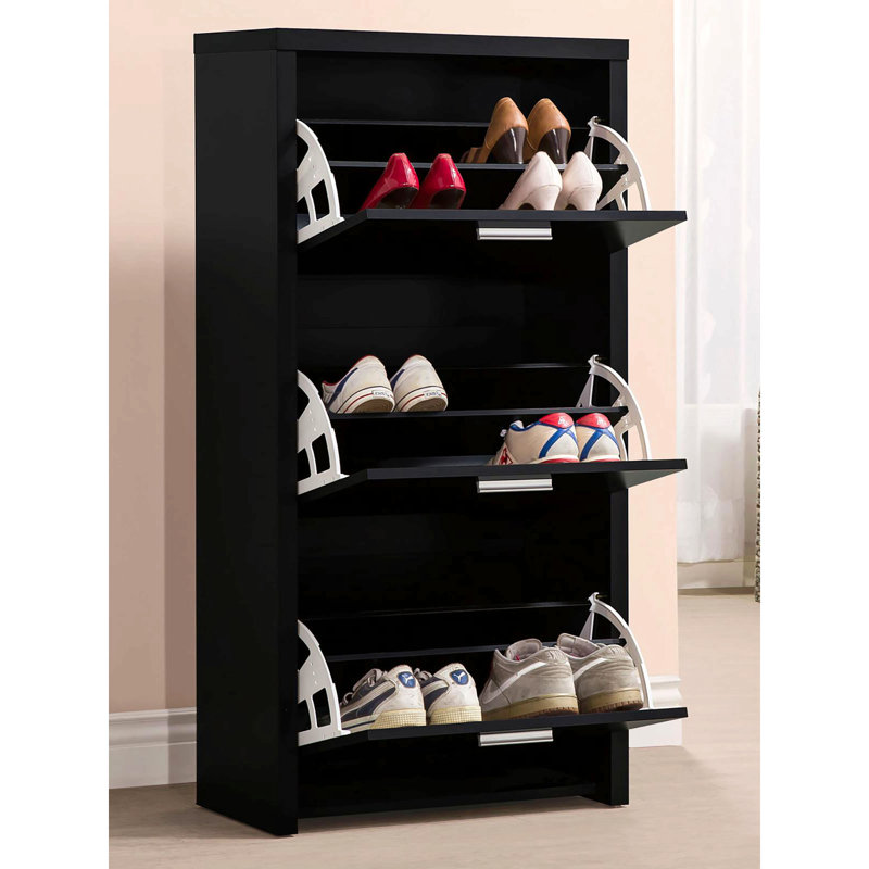 Black 3-Drawer Shoe Rack