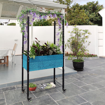 Self-Watering Elevated Planter with Trellis