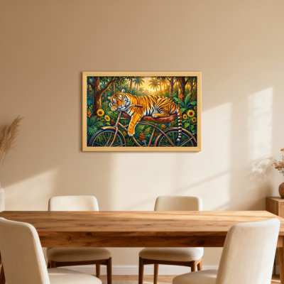 Animaux, tigre, bicyclette, scène de la jungle