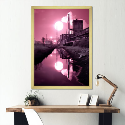 " Pink Industrail Landscape Moon " Print
