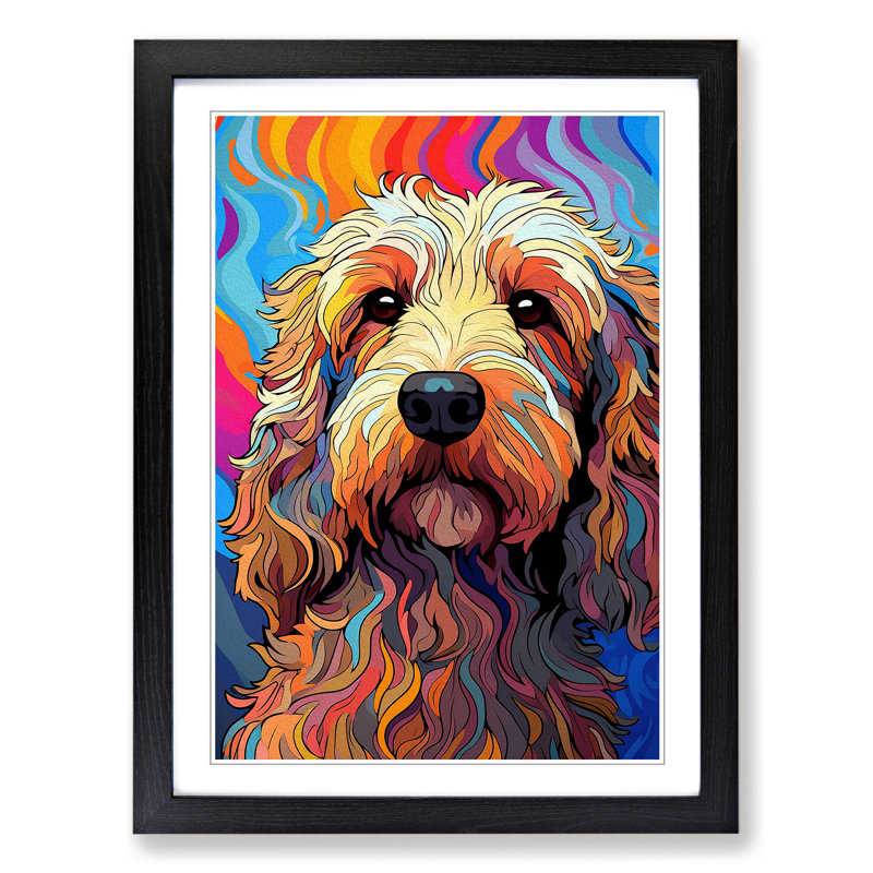 Labradoodle Op No.4 1 Piece Single Picture Frame Wall Art, 64cm H x 46cm W x 2" D, Black Framed