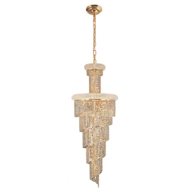 Lustre à niveaux unique et remarquable à 28 lumières Zonia, Or