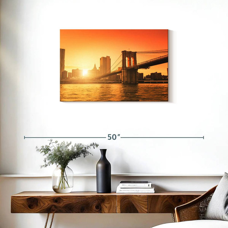 Lilie coucher de soleil sur le pont de Brooklyn, H 20 po x l 30 po