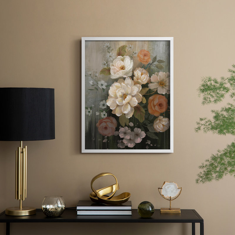 Moody Blooms, reproduction encadrée - bois massif, H 30 po x l 24 po, Blanc