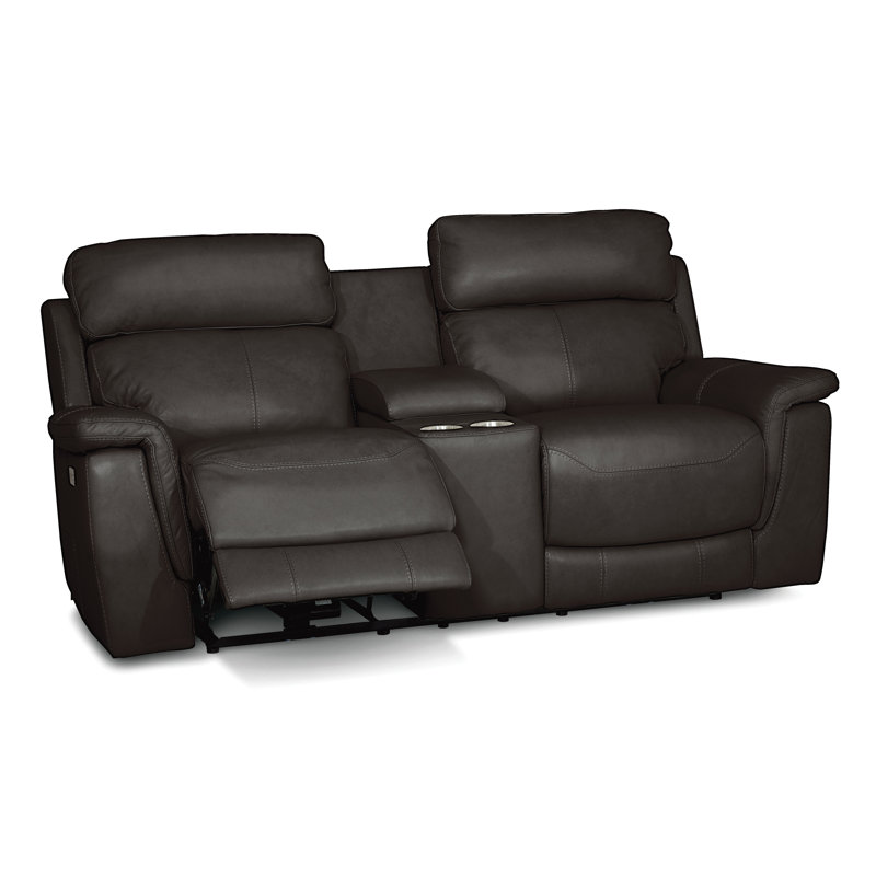 Causeuse inclinable en cuir 79,5 po Granada, Cuir graphite assorti