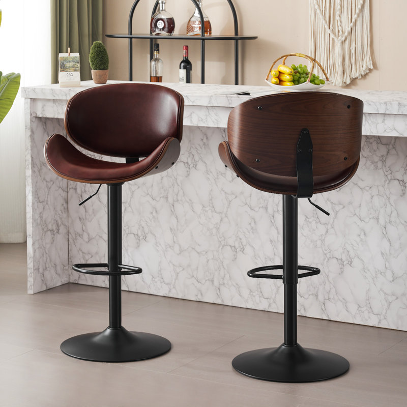 Tabourets de bar pivotants à hauteur réglable, Brun