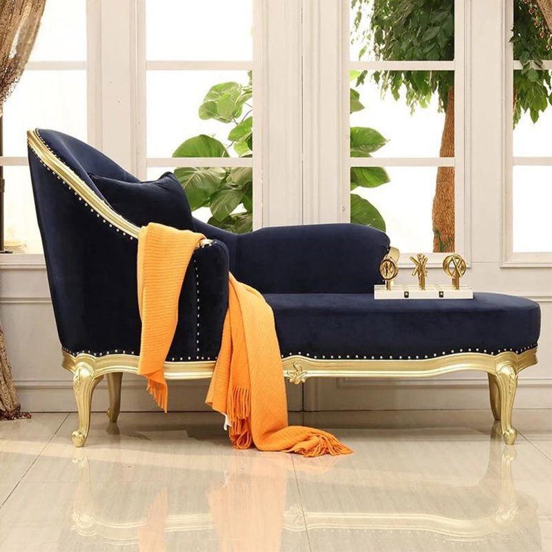 Classical solid wood elegant leisure chaise lounge, Left Hand Facing