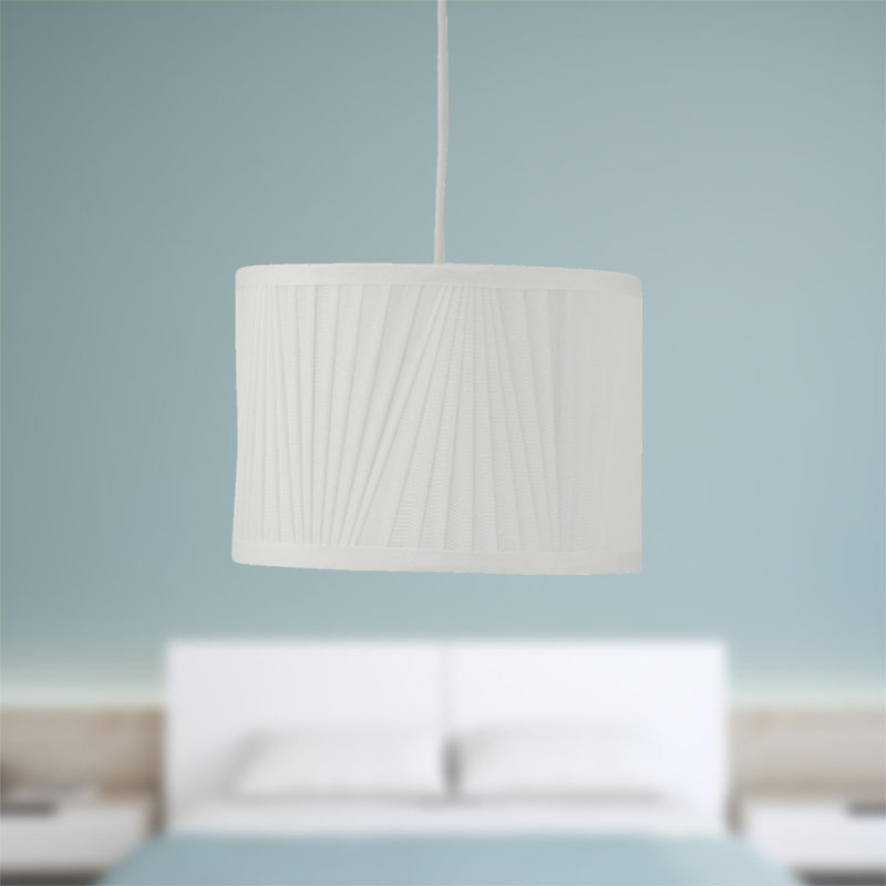 18cm H Silk Drum Pendant Shade ( Uno ) in White