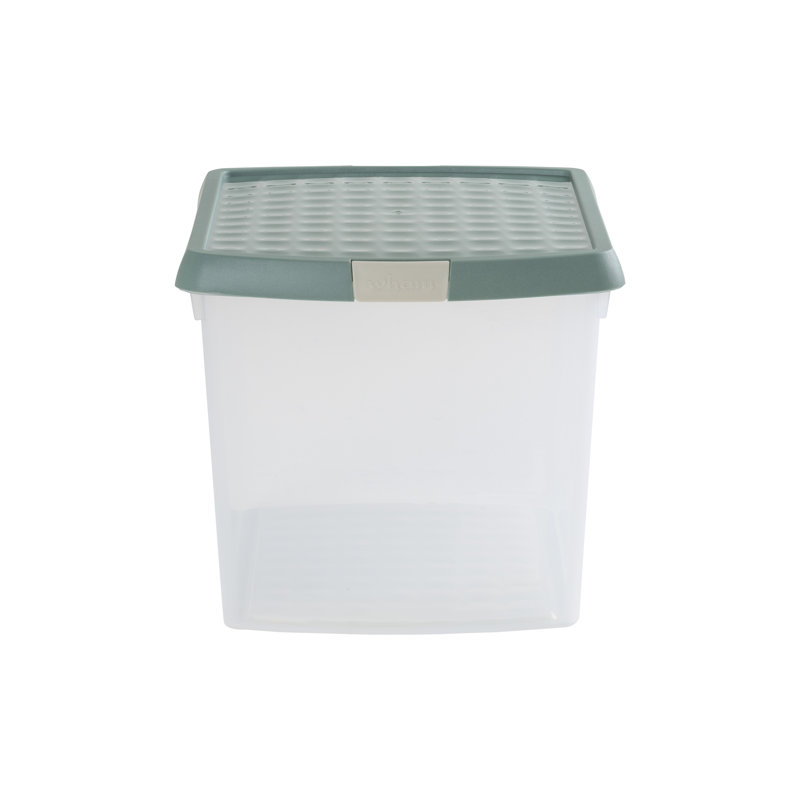 Wham Clip 21.5L Rectangular Plastic Storage Boxes with Secure Clip Lock Lids. L:39 x W:29 x H:25.5cm Clear/Stone/Slate Grey