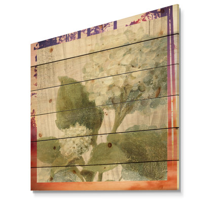 «Goauche Green Flower II» - reproduction de chalet sur bois de pin naturel