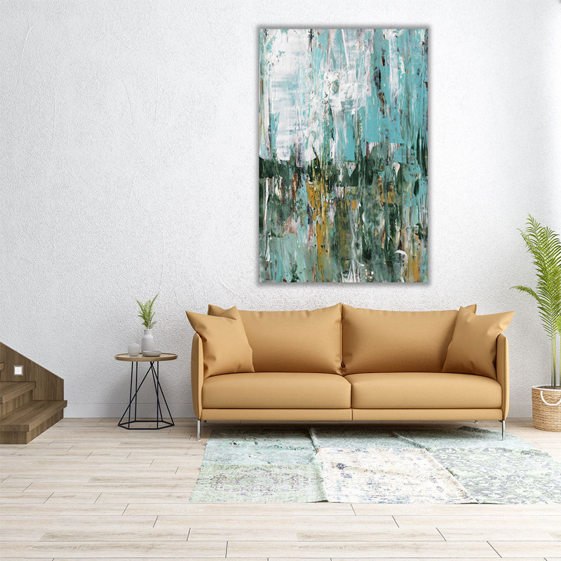 «Abstract Turquoise Forest I», reproduction d'art sur toile, H 48 po x l 32 po