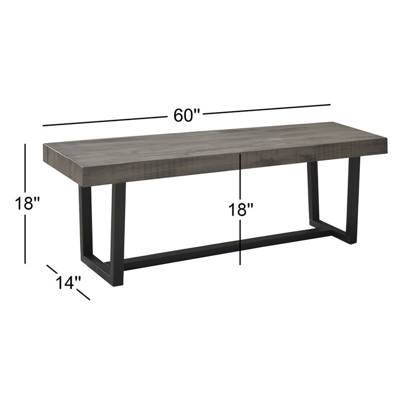 Banc en bois massif Amarapal, Gris