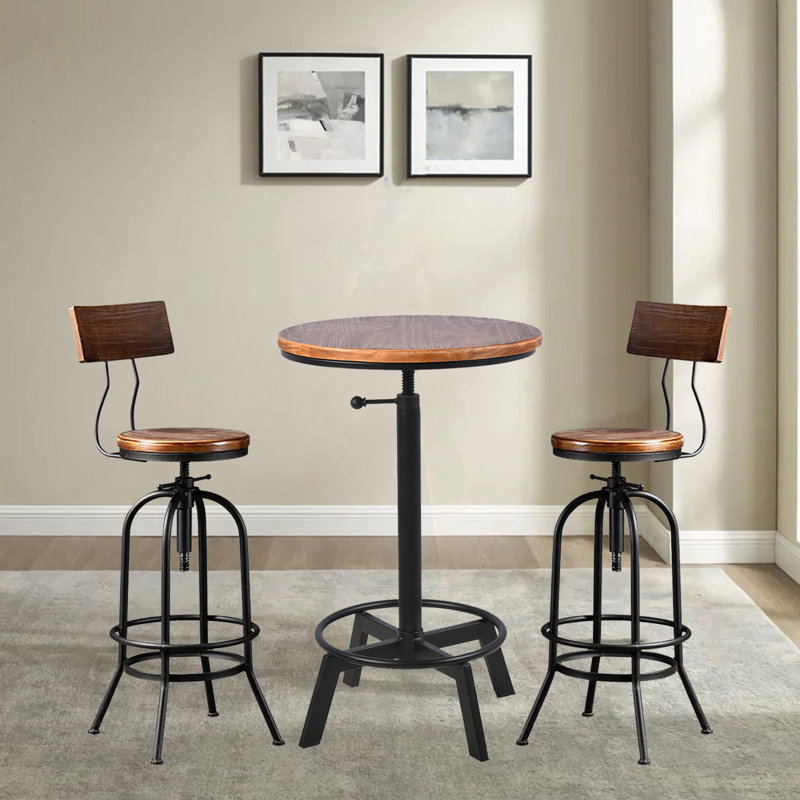 Jitendra 2 - Person Pine Solid Wood Top Pedestal Dining Set, 30.31"H x 23.6"L x 23.6"W
