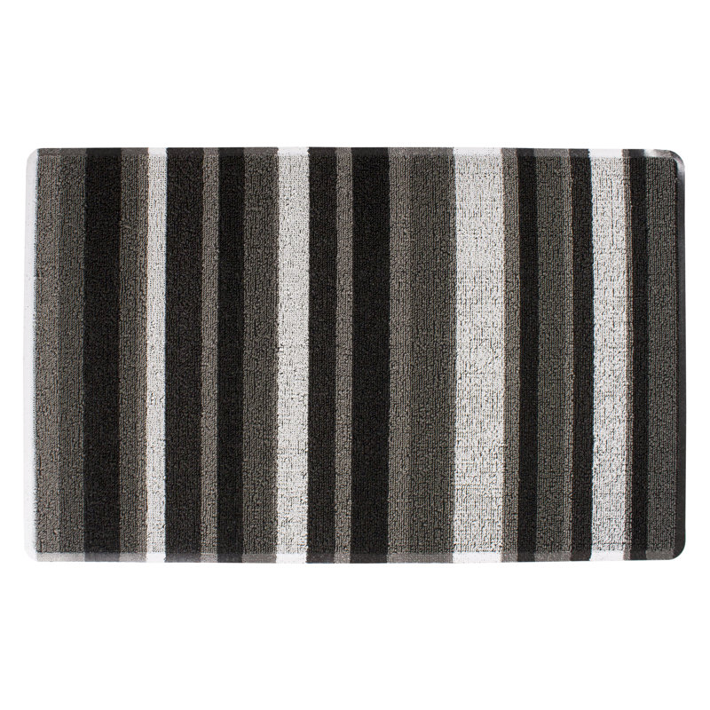 Non-Slip Striped Doormat, Gray