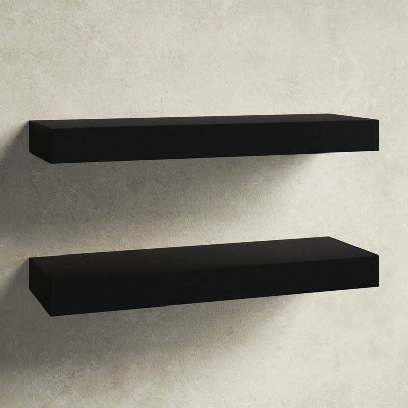 Jeremiah 2 Piece Picture Ledge Wall Shelf, Black, 2.3" H x 24" W x 8" D